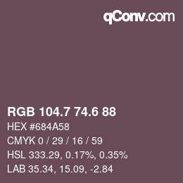 カラーコード: RGB 104.7 74.6 88 | qconv.com