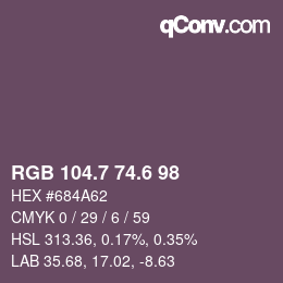 カラーコード: RGB 104.7 74.6 98 | qconv.com