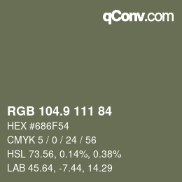 カラーコード: RGB 104.9 111 84 | qconv.com