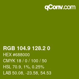 カラーコード: RGB 104.9 128.2 0 | qconv.com