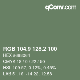 Color code: RGB 104.9 128.2 100 | qconv.com