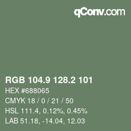 Color code: RGB 104.9 128.2 101 | qconv.com