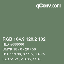 Farbcode: RGB 104.9 128.2 102 | qconv.com