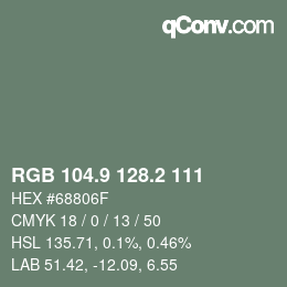 カラーコード: RGB 104.9 128.2 111 | qconv.com