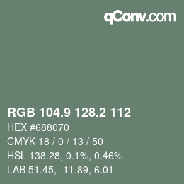 Color code: RGB 104.9 128.2 112 | qconv.com