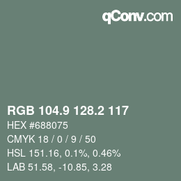 カラーコード: RGB 104.9 128.2 117 | qconv.com
