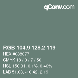 Color code: RGB 104.9 128.2 119 | qconv.com