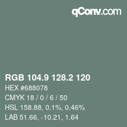 カラーコード: RGB 104.9 128.2 120 | qconv.com