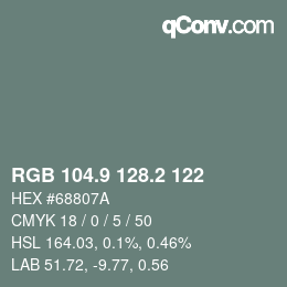 カラーコード: RGB 104.9 128.2 122 | qconv.com