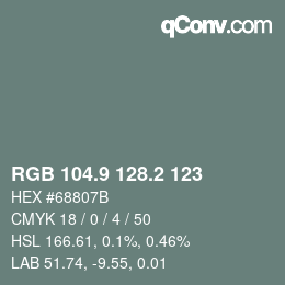 カラーコード: RGB 104.9 128.2 123 | qconv.com