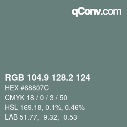 Color code: RGB 104.9 128.2 124 | qconv.com