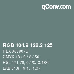 Color code: RGB 104.9 128.2 125 | qconv.com