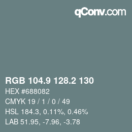 Color code: RGB 104.9 128.2 130 | qconv.com