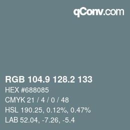 カラーコード: RGB 104.9 128.2 133 | qconv.com