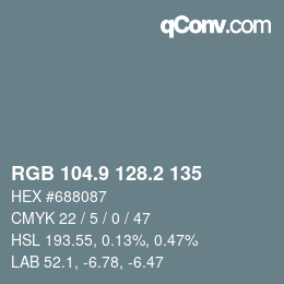 カラーコード: RGB 104.9 128.2 135 | qconv.com