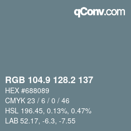 Color code: RGB 104.9 128.2 137 | qconv.com