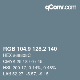 Color code: RGB 104.9 128.2 140 | qconv.com
