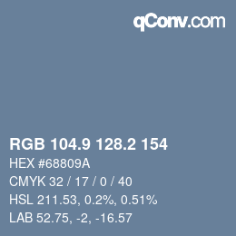 Color code: RGB 104.9 128.2 154 | qconv.com