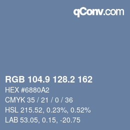カラーコード: RGB 104.9 128.2 162 | qconv.com