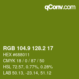 カラーコード: RGB 104.9 128.2 17 | qconv.com