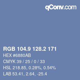 Color code: RGB 104.9 128.2 171 | qconv.com