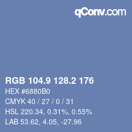 Color code: RGB 104.9 128.2 176 | qconv.com