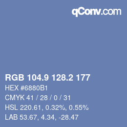 カラーコード: RGB 104.9 128.2 177 | qconv.com