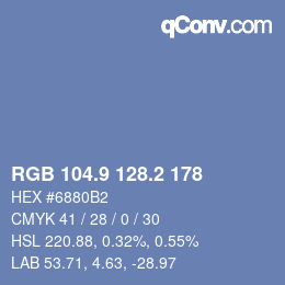 Color code: RGB 104.9 128.2 178 | qconv.com