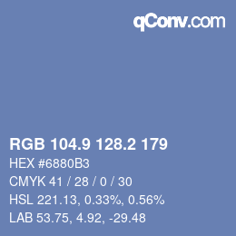 Color code: RGB 104.9 128.2 179 | qconv.com