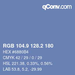 カラーコード: RGB 104.9 128.2 180 | qconv.com