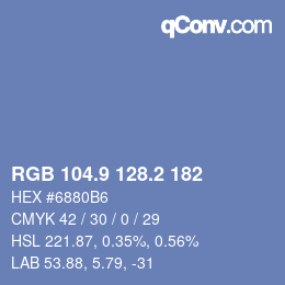 カラーコード: RGB 104.9 128.2 182 | qconv.com