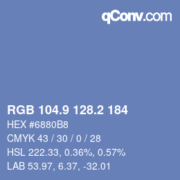カラーコード: RGB 104.9 128.2 184 | qconv.com