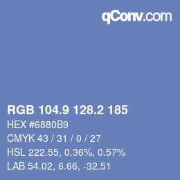 Color code: RGB 104.9 128.2 185 | qconv.com
