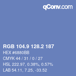 カラーコード: RGB 104.9 128.2 187 | qconv.com