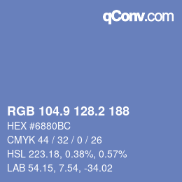 Color code: RGB 104.9 128.2 188 | qconv.com