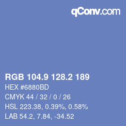 カラーコード: RGB 104.9 128.2 189 | qconv.com