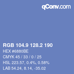カラーコード: RGB 104.9 128.2 190 | qconv.com