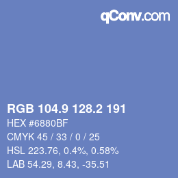 カラーコード: RGB 104.9 128.2 191 | qconv.com
