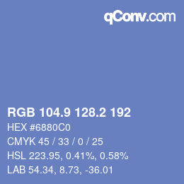 Color code: RGB 104.9 128.2 192 | qconv.com