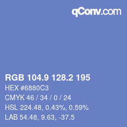 カラーコード: RGB 104.9 128.2 195 | qconv.com