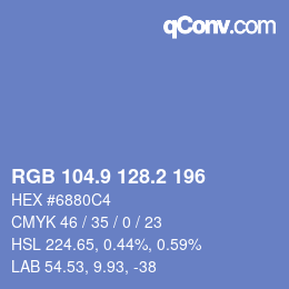 カラーコード: RGB 104.9 128.2 196 | qconv.com