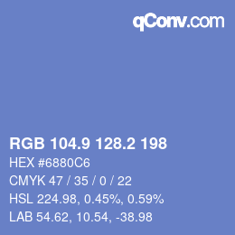 カラーコード: RGB 104.9 128.2 198 | qconv.com