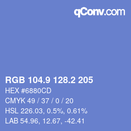 カラーコード: RGB 104.9 128.2 205 | qconv.com