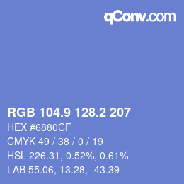 カラーコード: RGB 104.9 128.2 207 | qconv.com