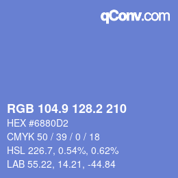 カラーコード: RGB 104.9 128.2 210 | qconv.com