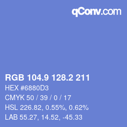 カラーコード: RGB 104.9 128.2 211 | qconv.com