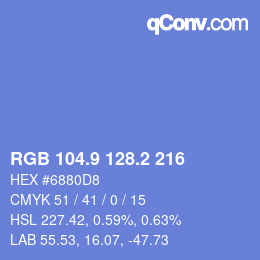 カラーコード: RGB 104.9 128.2 216 | qconv.com
