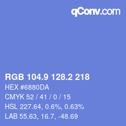 カラーコード: RGB 104.9 128.2 218 | qconv.com