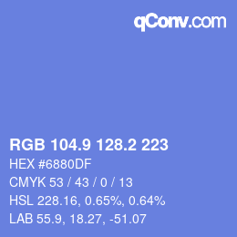 カラーコード: RGB 104.9 128.2 223 | qconv.com