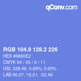 カラーコード: RGB 104.9 128.2 226 | qconv.com